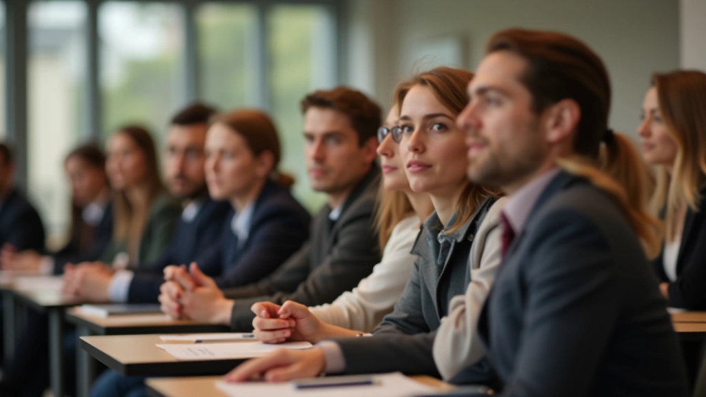 Junge Fachkräfte verschiedener Herkunft bei einem Integrationskurs in einem modernen Schulungsraum